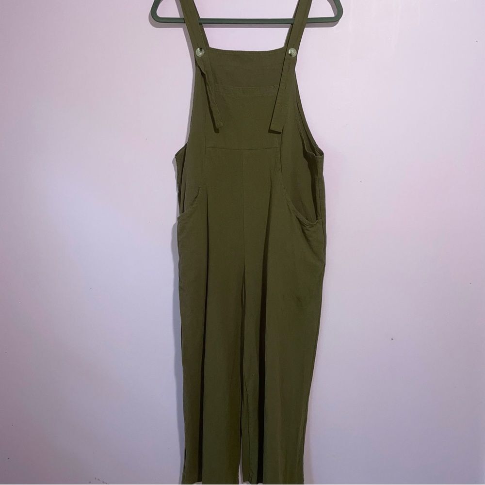 Brown Wide Leg Cotton Overalls Jumpsuit Women M Boho Minimalist Lagom Casual
